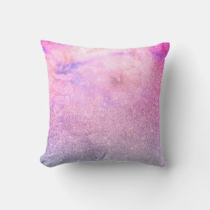 Coussin Pourpre bleu rose floral d'aquarelle de *~*