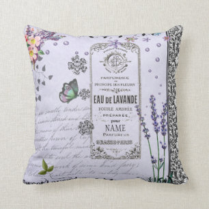 Coussin pourpre de collage vintage de lavande