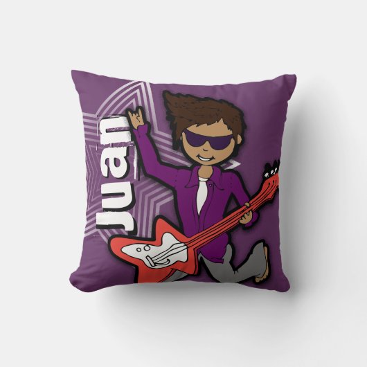 Coussin pourpre de garçon rockstar nommé de (Recto)