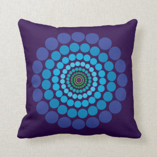 Coussin pourpre de motif de cercle de vert bleu