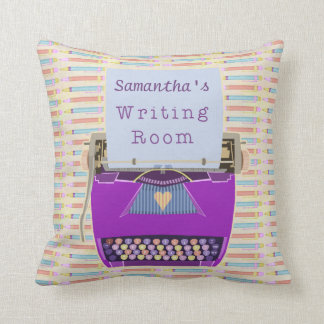 Coussin Pourpre de pièce d'écriture d'auteur personnalisé