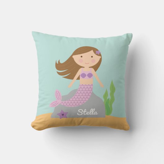 Coussin pourpre de sirène et d'étoiles de mer (Recto)