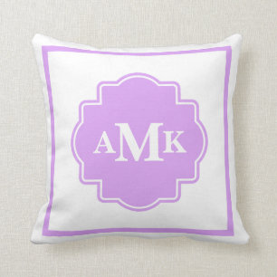 Coussin pourpre et blanc classique de monogramme