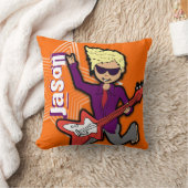Coussin pourpre orange de garçon rockstar nommé de (Couverture)