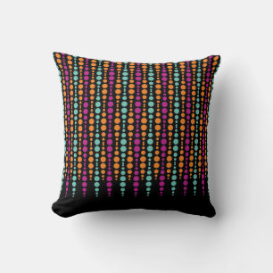 Coussin Pourpre, Teal, motif de point vertical orange