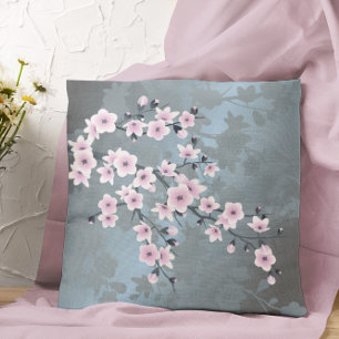Coussin Poussière Fleurie de Cerisier Rose Poussiéreux  Bl