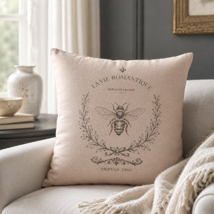 Coussin Poussiéreux Blush Honey Bee Vintage Campagne Franç