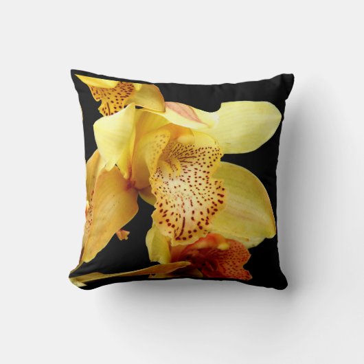 Coussin Poussin à orchidée jaune pâle (Recto)