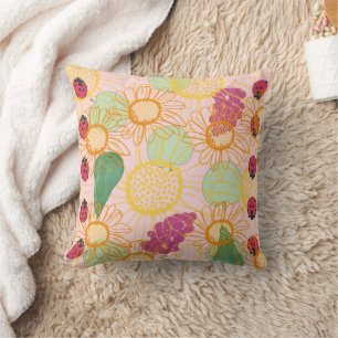 Coussin Poussin de jardin de ladybirds et fruits