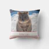 Coussin Poussin Quokka Personnalisé Filles Roses (Verso)