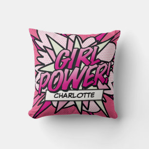 Coussin POUVOIR DES FILLES Amusant Art Pop Livre de Bande 