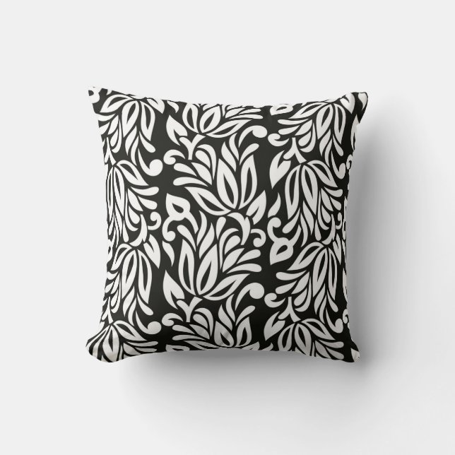 Coussin Ppa textile vintage noir et blanc (Recto)