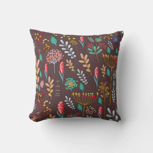 Coussin Prairie de fleurs sauvages automnales rustiques su