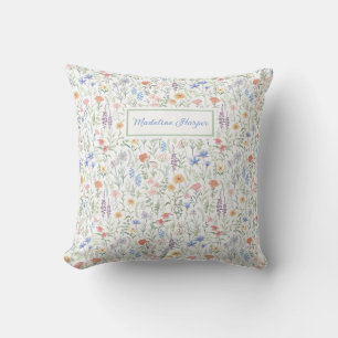 Coussin Prairie de fleurs sauvages Coquette Personnalisé