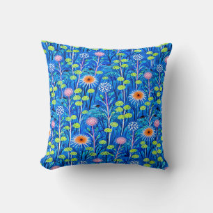 Coussin Prairie de fleurs sauvages Fantaisie Bleue