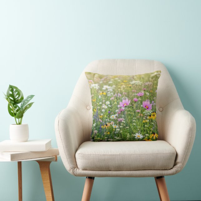 Coussin Prairie fleurie estivale (Chaise)