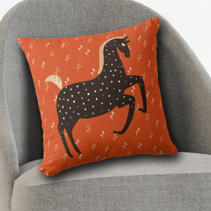 Coussin Prancing Nordic Pony sur le Motif rouge