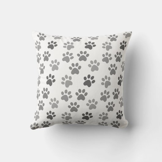 Coussin Praps de chien et de chat gris sur blanc (Verso)