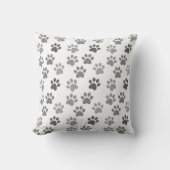 Coussin Praps de chien et de chat gris sur blanc (Recto)