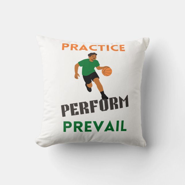 Coussin Pratiquez. Performez. Prévaillez. Motivation Baske (Recto)