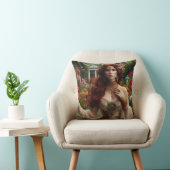 Coussin Pre-Raphaelite gilded woman 1 in garden (Chaise)