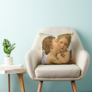Coussin Premier Baiser (détail d'ange) par Bouguereau
