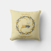 Coussin Premier cerf de Noël avec Couronne Jaune (Recto)
