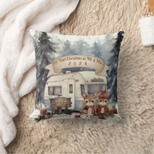 Coussin Premier couple Noël camping en camping-car jeune m