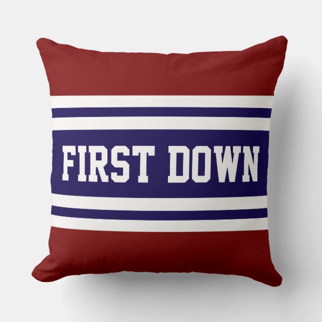 Coussin PREMIER DOWN Navy Deep Red White Racing Stripes (Recto)