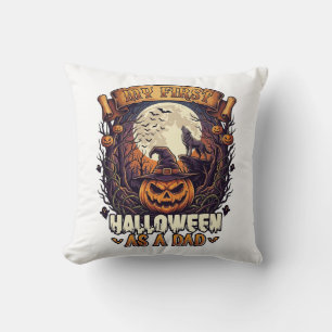 Coussin Premier Halloween en tant que papa citrouille loup
