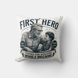 Coussin Premier héros ami pour toujours Fête des Pères Vin