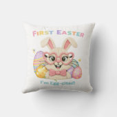 Coussin Premier lapin surexcité de Pâques de bébé mignon (Verso)