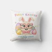 Coussin Premier lapin surexcité de Pâques de bébé mignon (Recto)