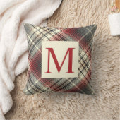 Coussin Premier monogramme rouge gris tarte festif (Couverture)