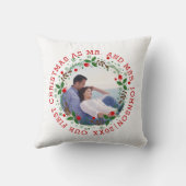 Coussin Premier Noël comme photo de couronne rouge de M. e (Verso)