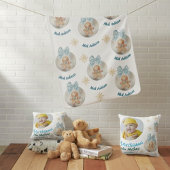 Coussin Premier Noël de bébé garçon Gingerbread Photo & No