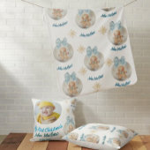 Coussin Premier Noël de bébé garçon Gingerbread Photo & No