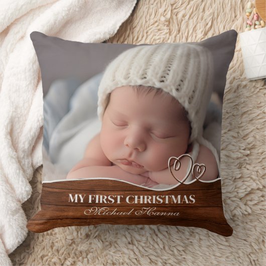 Coussin Premier Noël de bébé garçon Statistiques et photos (Couverture)