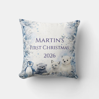 Coussin Premier Noël de bébé personnalisé