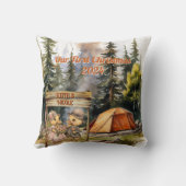 Coussin Premier Noël de jeunes mariés en plein air (Verso)