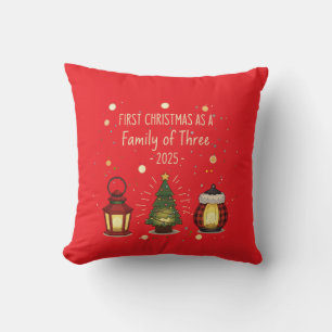 Coussin Premier Noël en famille de trois 2025 Lanterne