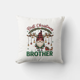 Coussin Premier Noël en tant que frère Gnome Renne Traînea