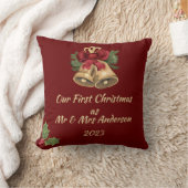 Coussin Premier Noël en tant que M. & Mme noms et date mod (Couverture)