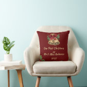 Coussin Premier Noël en tant que M. & Mme noms et date mod (Chaise)