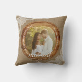 Coussin Premier Noël Marié Burlap et Dentelle Rustique (Verso)