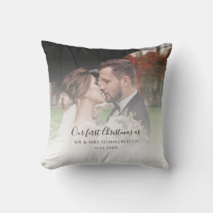 Coussin Premier Noël Marié Photo Personnalisée