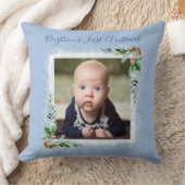 Coussin Premier nom de la photo de Noël du bébé Date des f (Couverture)