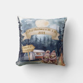 Coussin Premier ornement de Noël pour jeunes mariés mignon (Recto)