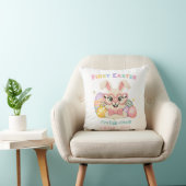 Coussin Premier Pâques du bébé mignon Lapin tout excité (Chaise)