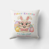 Coussin Premier Pâques du bébé mignon Lapin tout excité (Verso)